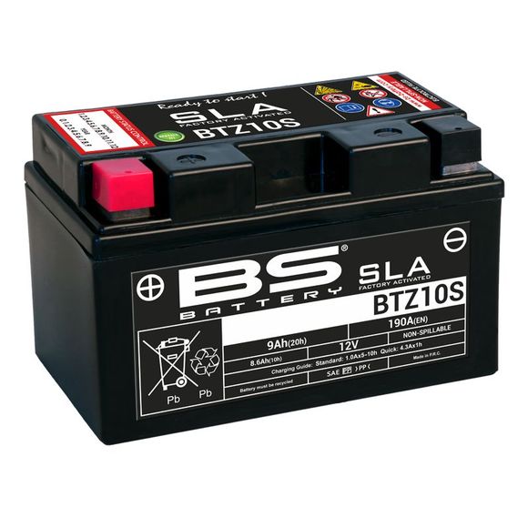Batterie BS Battery SLA YTZ10S/BTZ10S ferme Type Acide Sans entretien/prête à l'emploiRef : SLA YTZ10S / 1080702