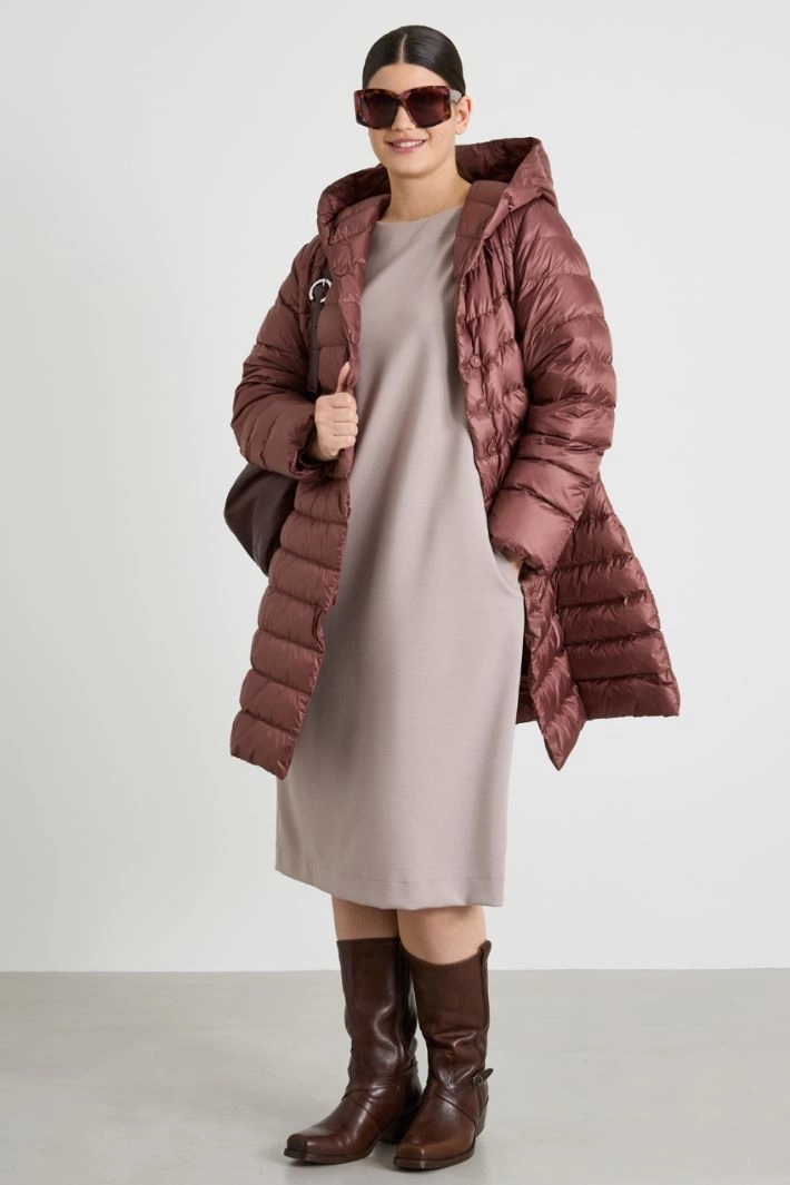 Hooded down jacket - BRICK