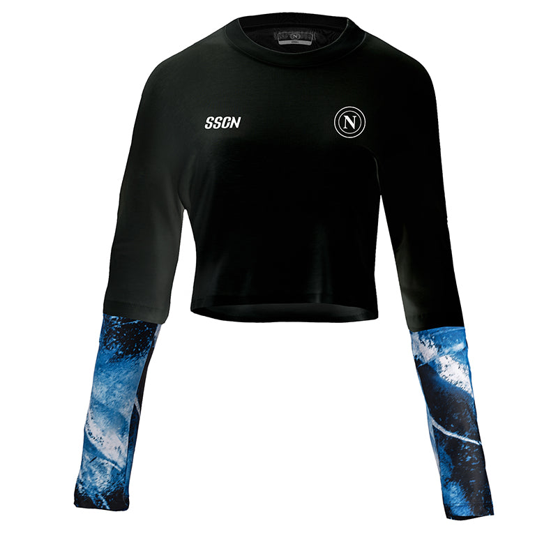 SSC Napoli Marechiaro Black Crop T-Shirt