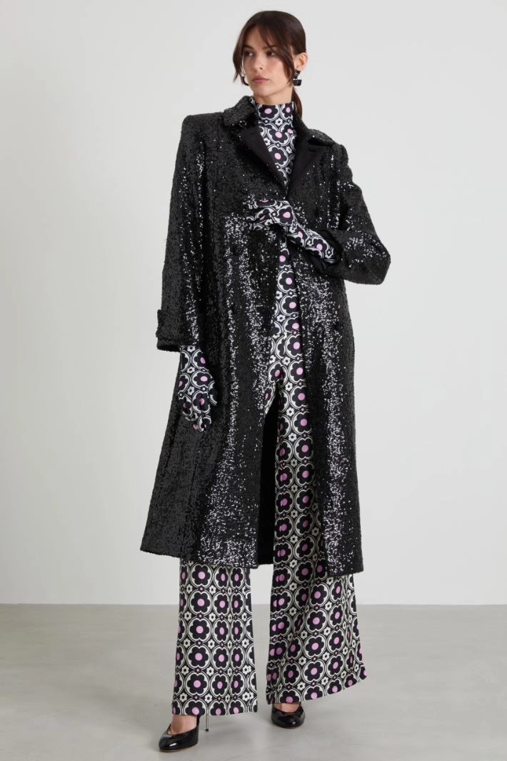 Sequinned coat - BLACK