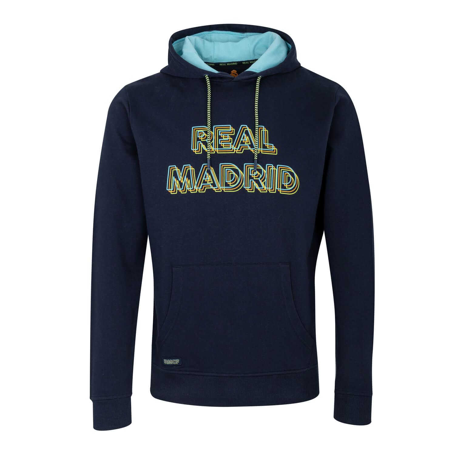 Bernabéu Neon Lights Mens Chest Print Oth Hoodie Navy