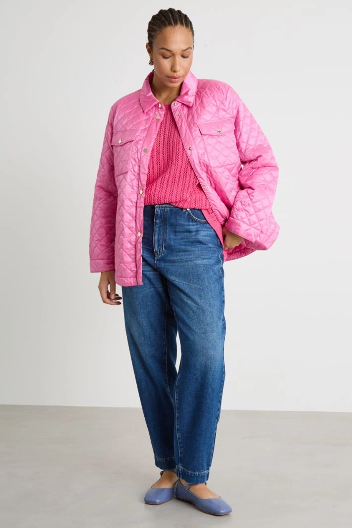 Padded jacket in water-repellent iridescent canvas - PINK