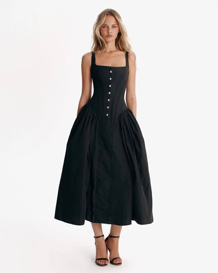 Black corset midi dress