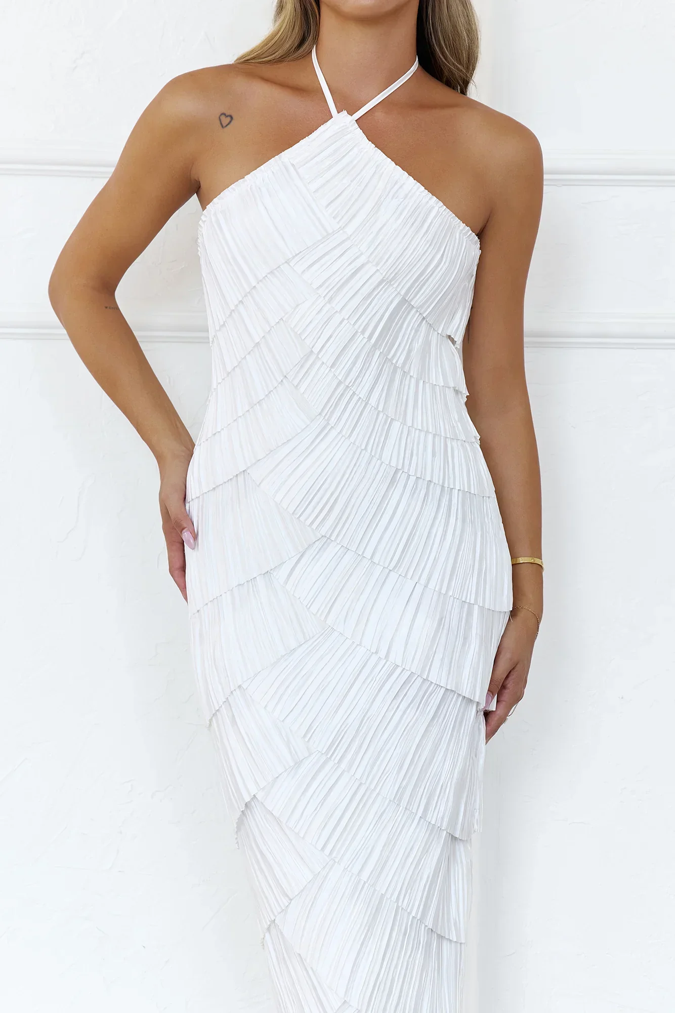 Seashell Ocean Midi Dress White