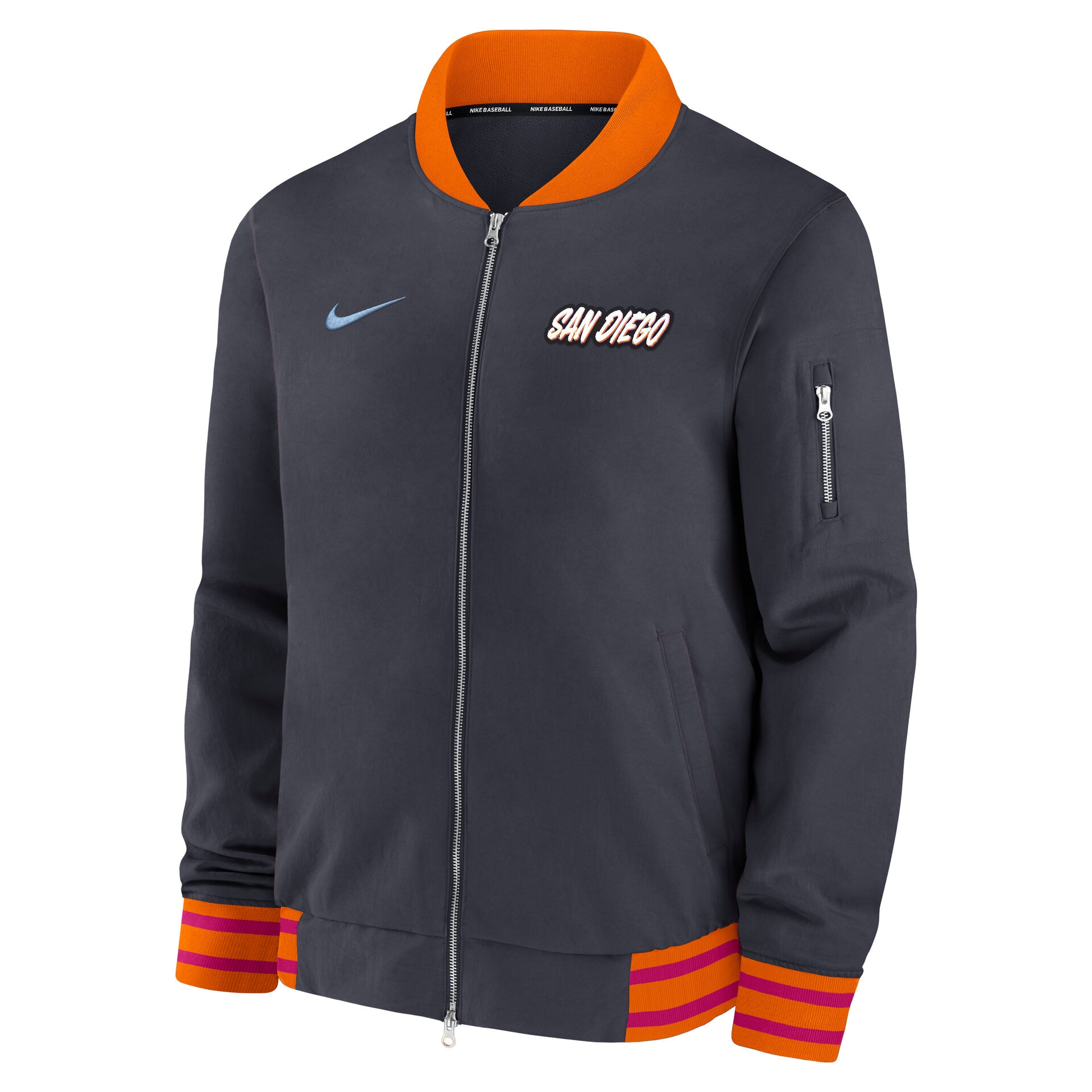 San Diego Padres City Connect 2026 MLB Authentic Dugout Bomber Jacket Navy