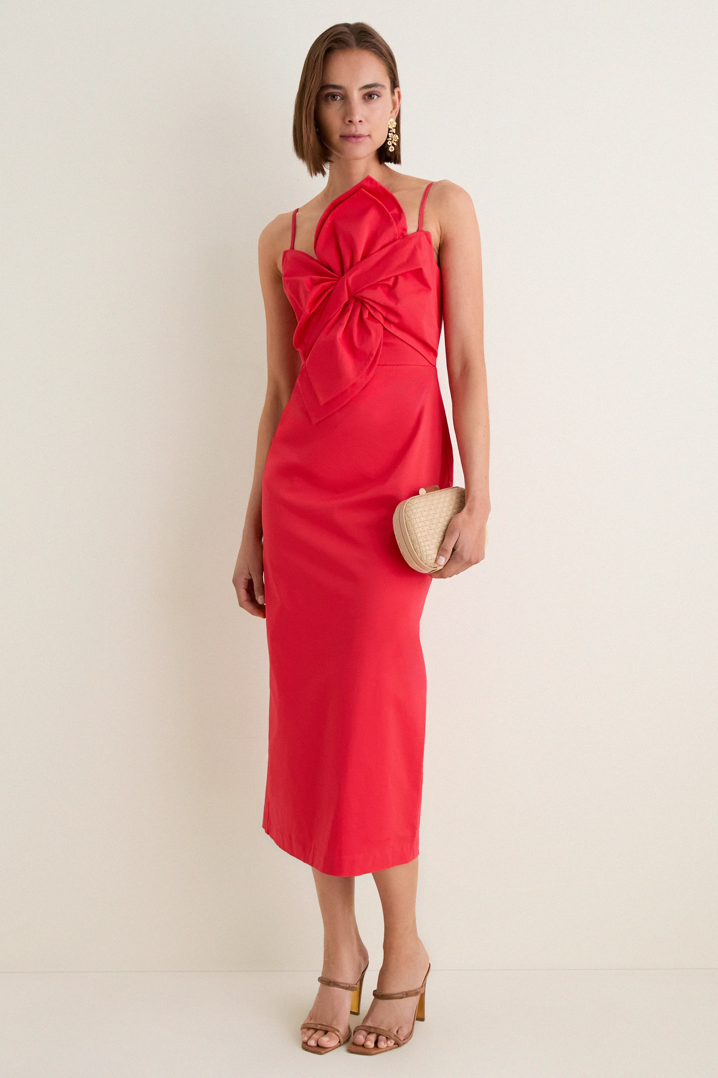 Red Asymmetric Bow Faye Maxi Dress