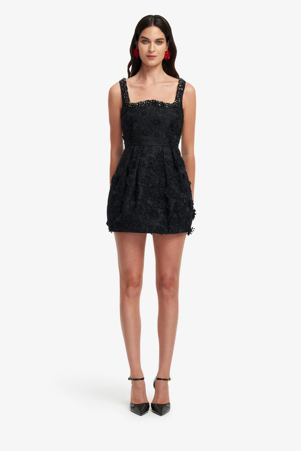 Piper Lace Mini Dress - Ebony