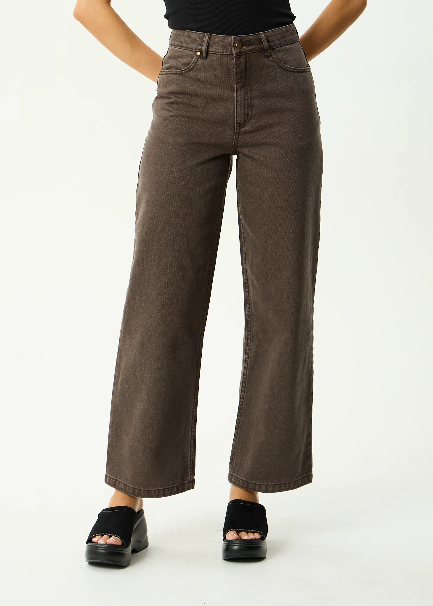 AFENDS Womens Bella - Denim Wide Leg Jean - Washed Coffee