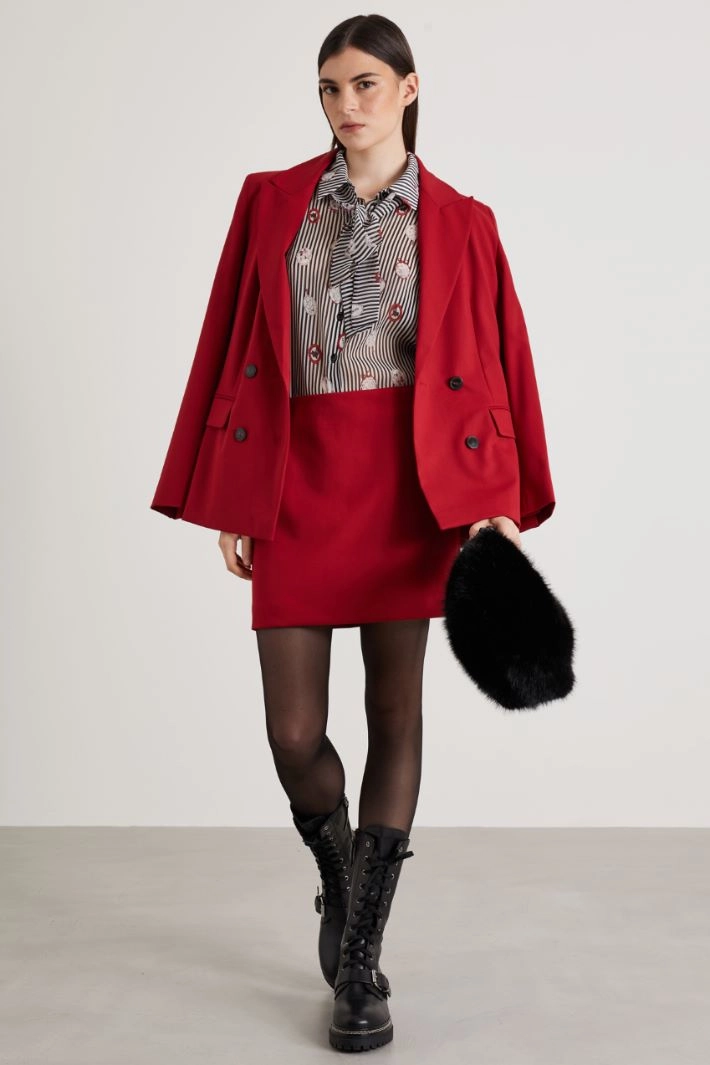 Short gabardine skirt - DARK RED