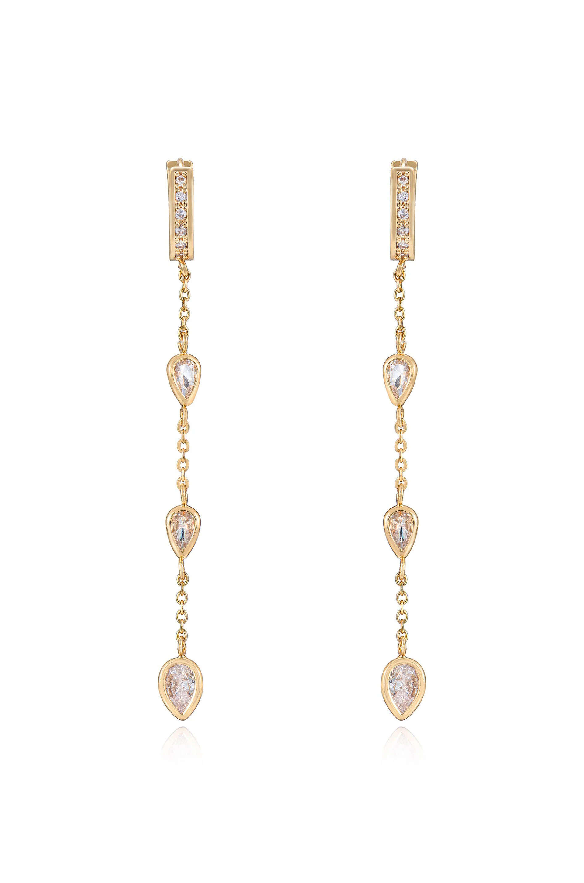 Bezel Crystal Huggie Dangle Earrings