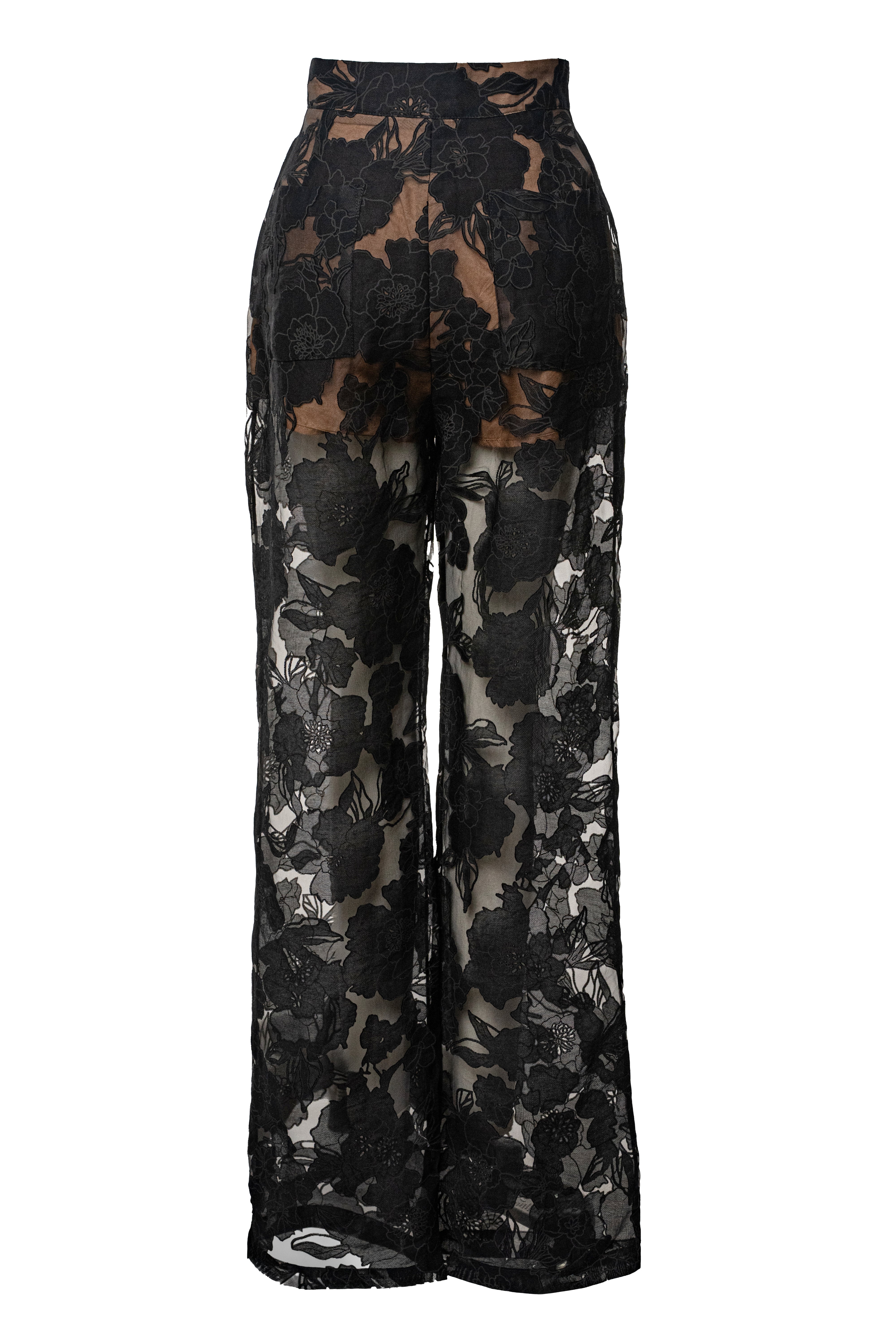 Black Organza Floral Pant
