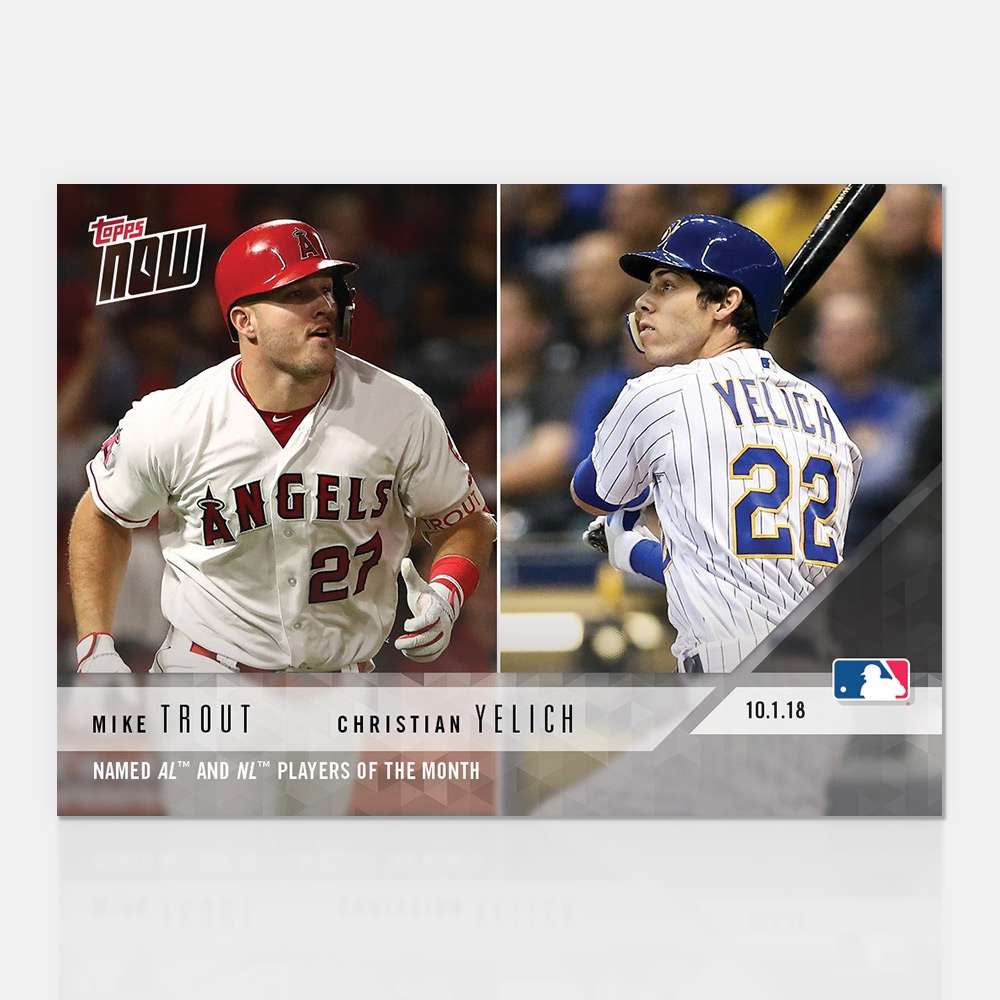 Christian Yelich,Mike Trout - 10/01/2018 TOPPS NOW® Card 823 - Print Run: 714