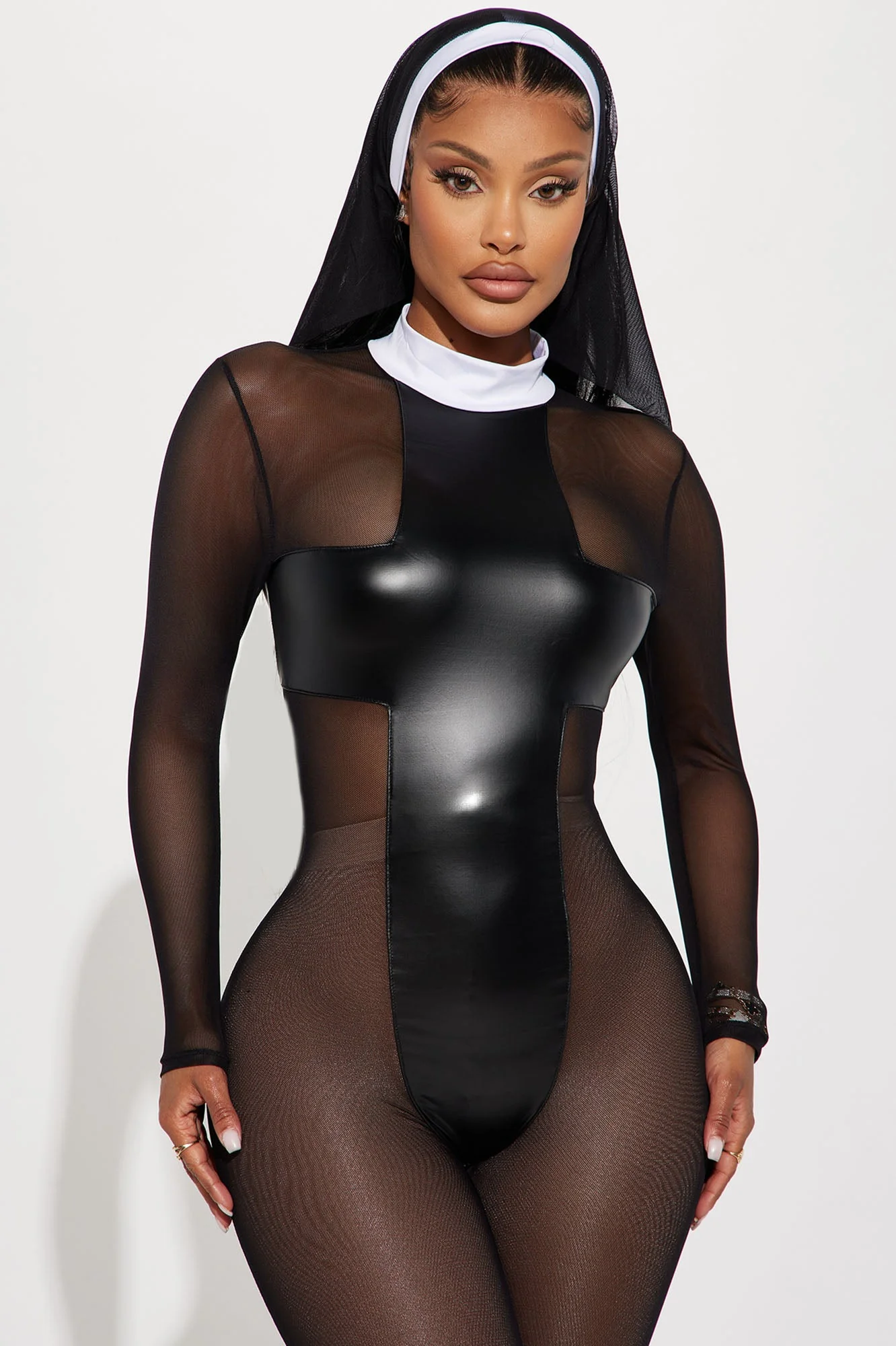 On Your Knees Nun 2 Piece Costume Set - Black/White