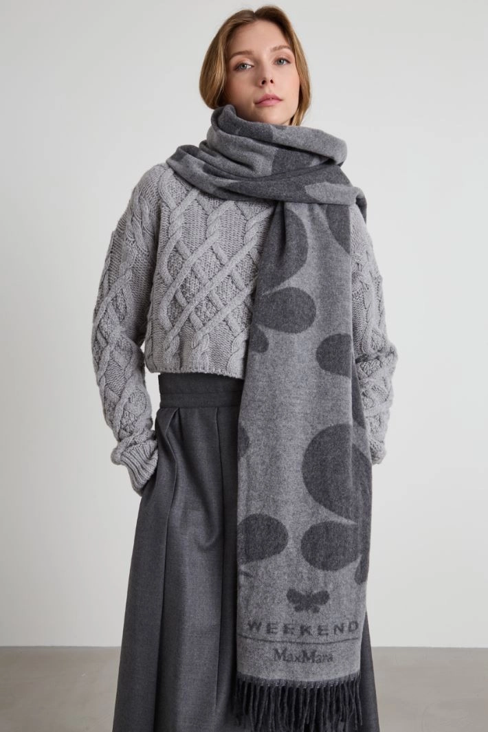 Jacquard wool scarf - GREY