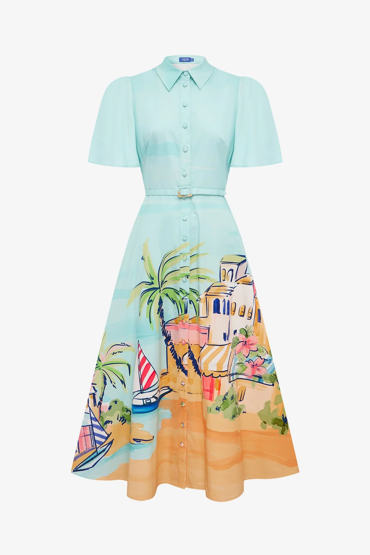 Bianca Short Sleeve Midi Dress - Voyage Print