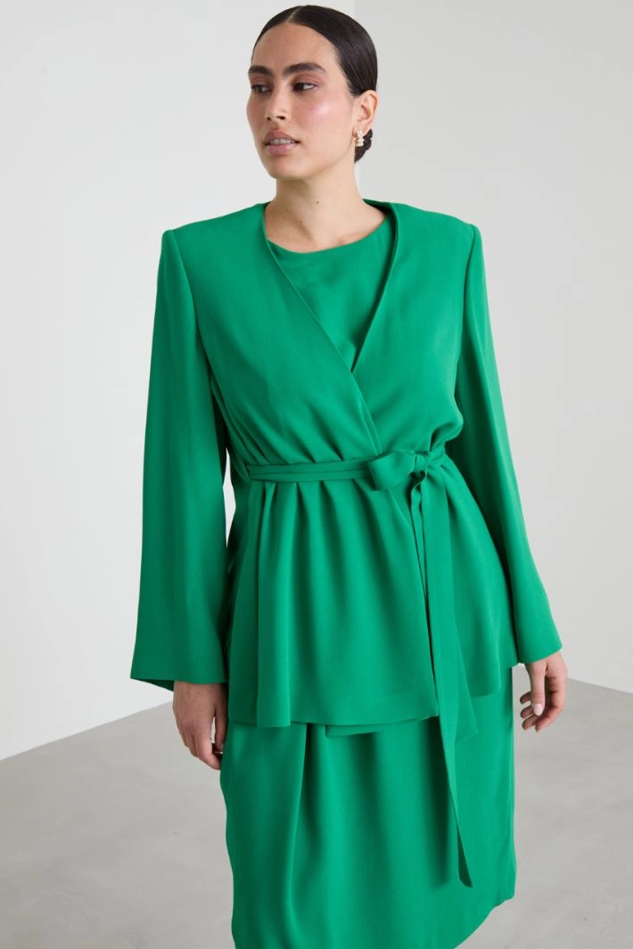 Unstructured wrap blazer - GREEN