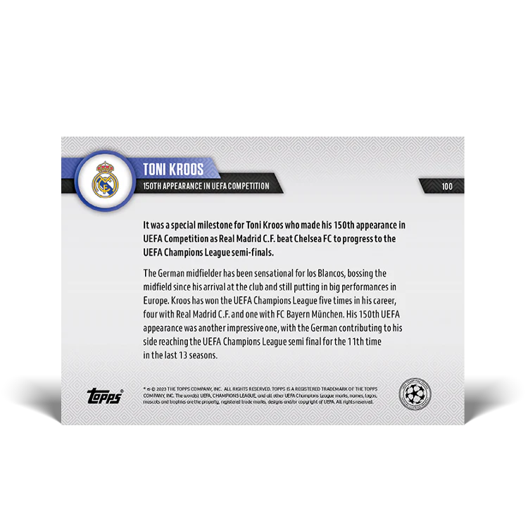 Topps UK - 150th appearance in UEFA competition - UCL TOPPS NOW® Card #100