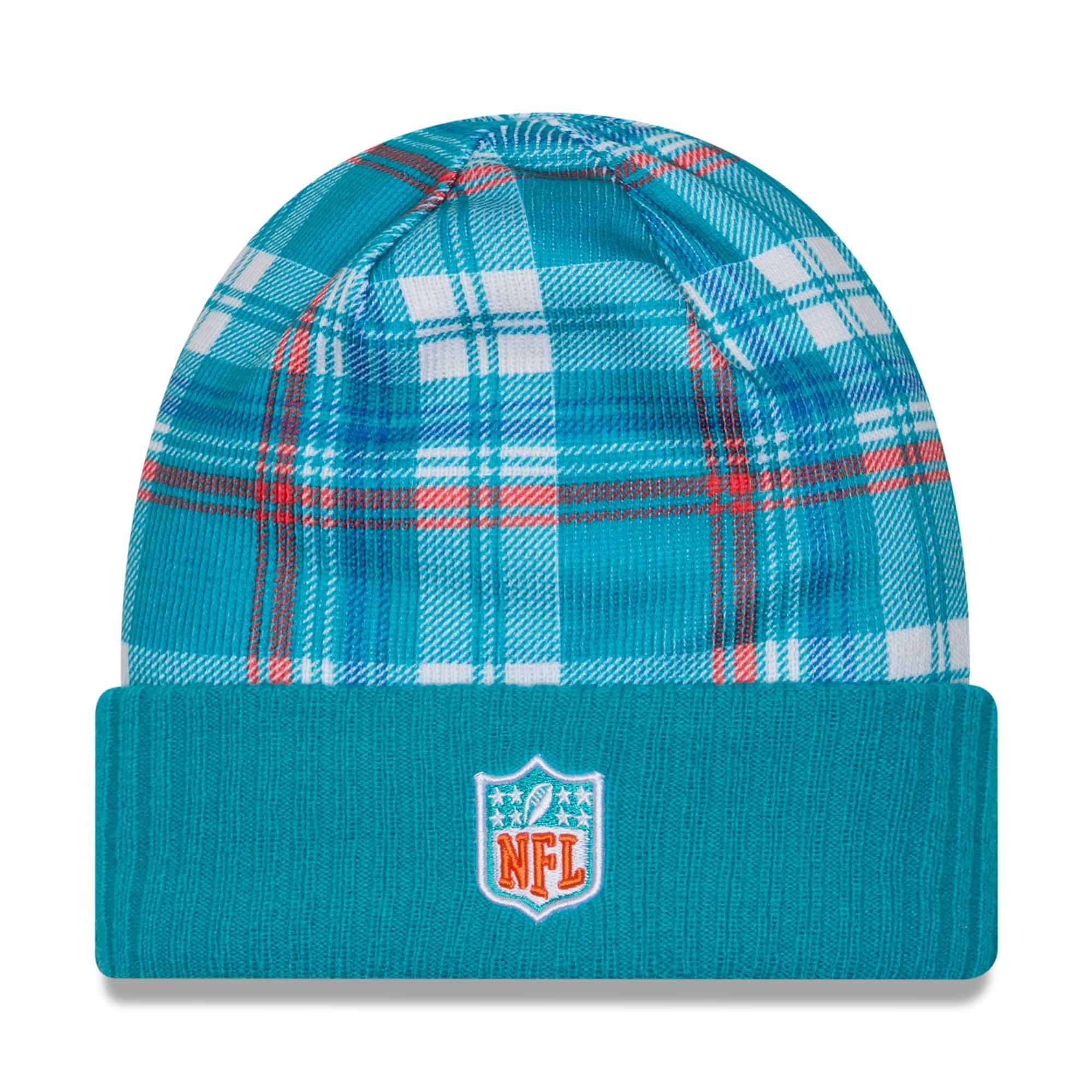 Miami Dolphins 2024 NFL Sideline Statement New Era Knit Hat Aqua