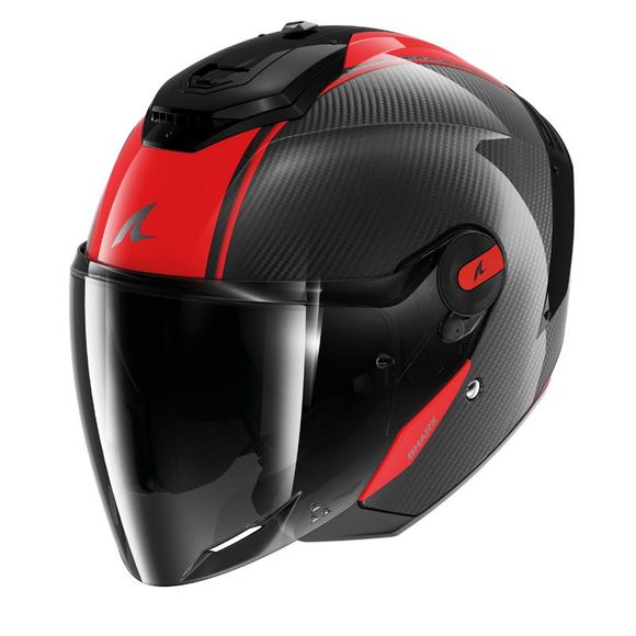 Shark RS JET CARBON SKIN Jet Helmet - Black / RedRef: Sh1722-Cdrd