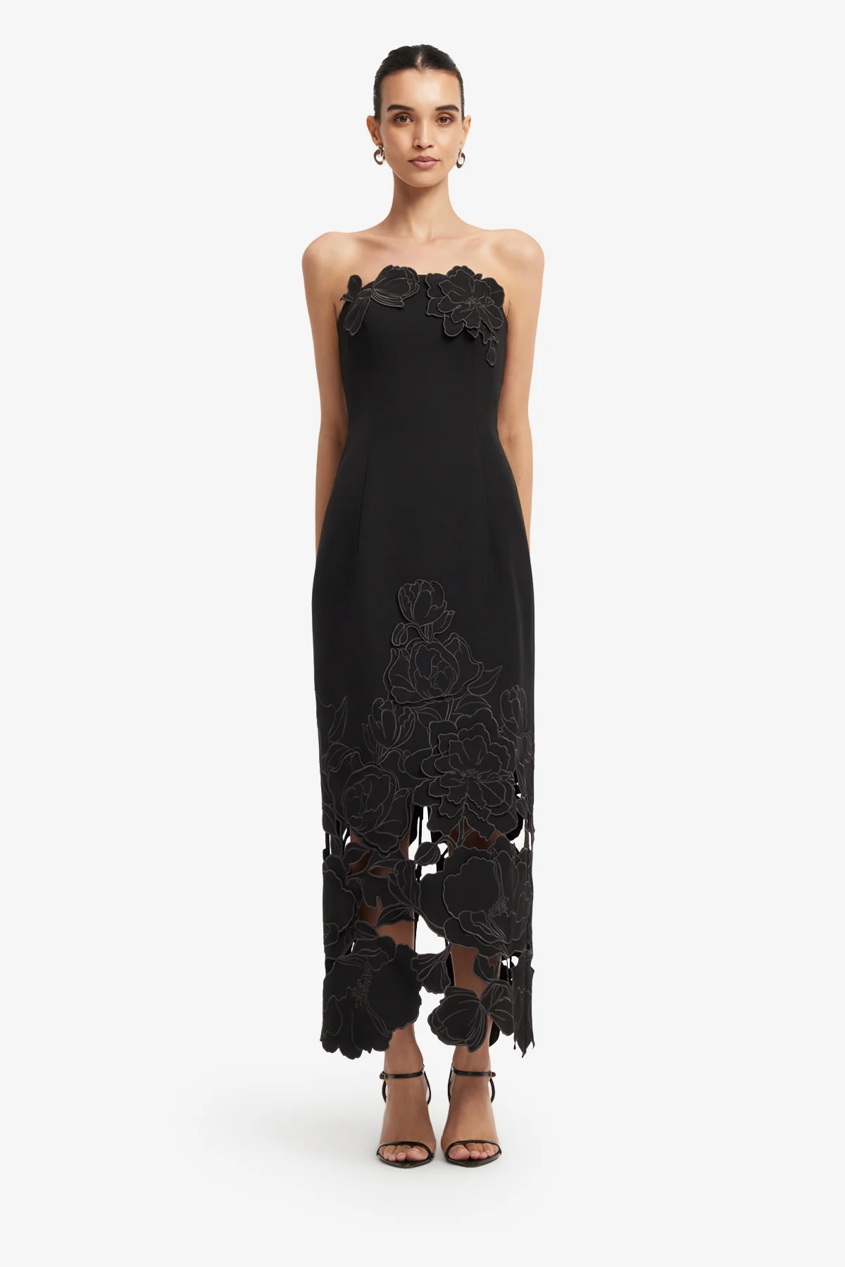 Rayna Appliqué Bustier Maxi Dress - Ebony