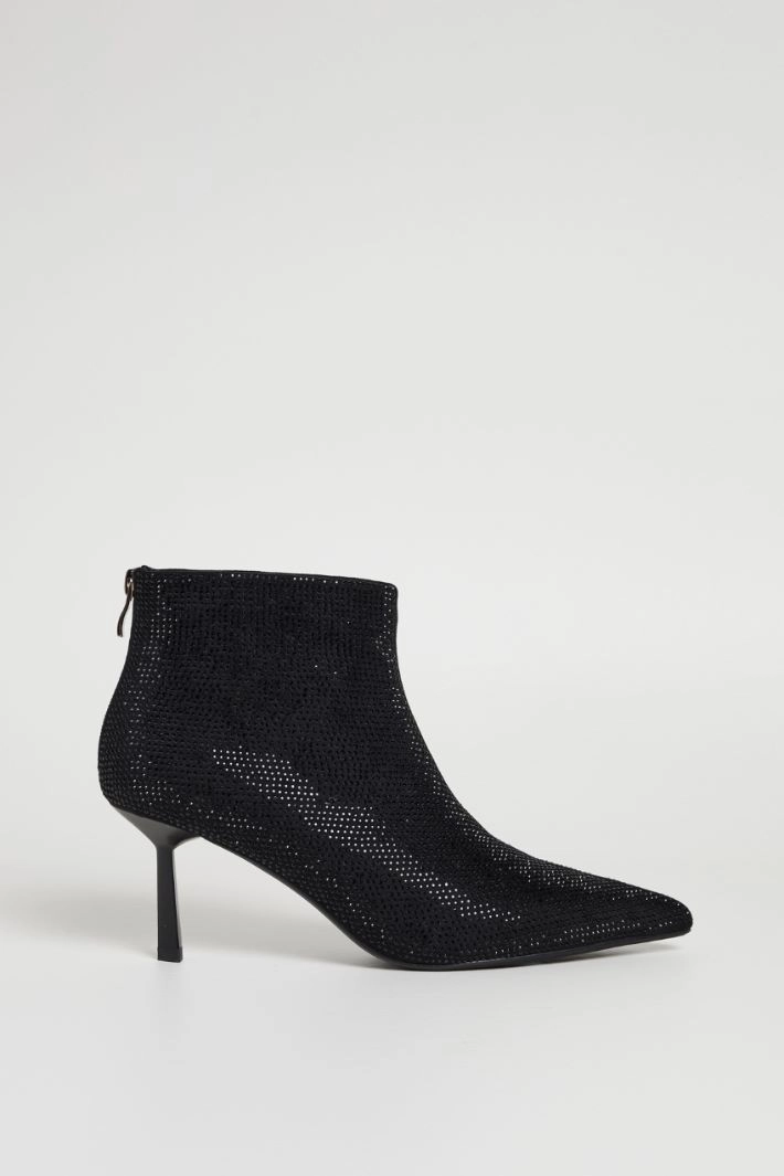 Ankle boots with rhinestones - BLACK