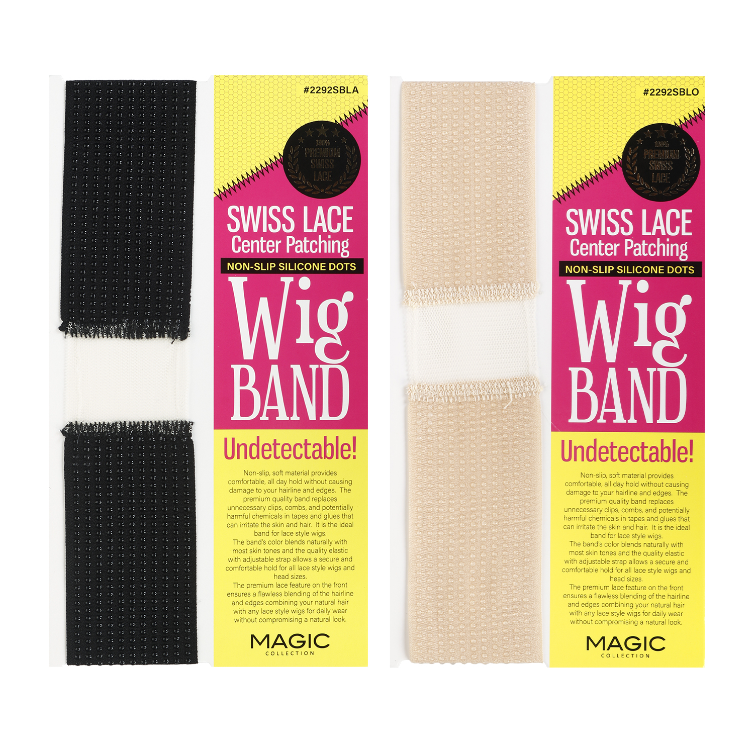 Magic Collection Swiss Lace Center patching Non Slip Silicone Dots Wig Band