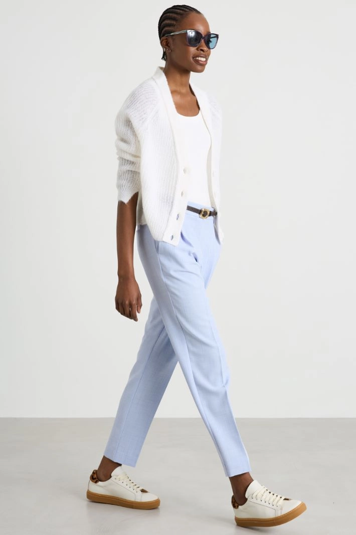 Alpaca ribbed cardigan - CREAM