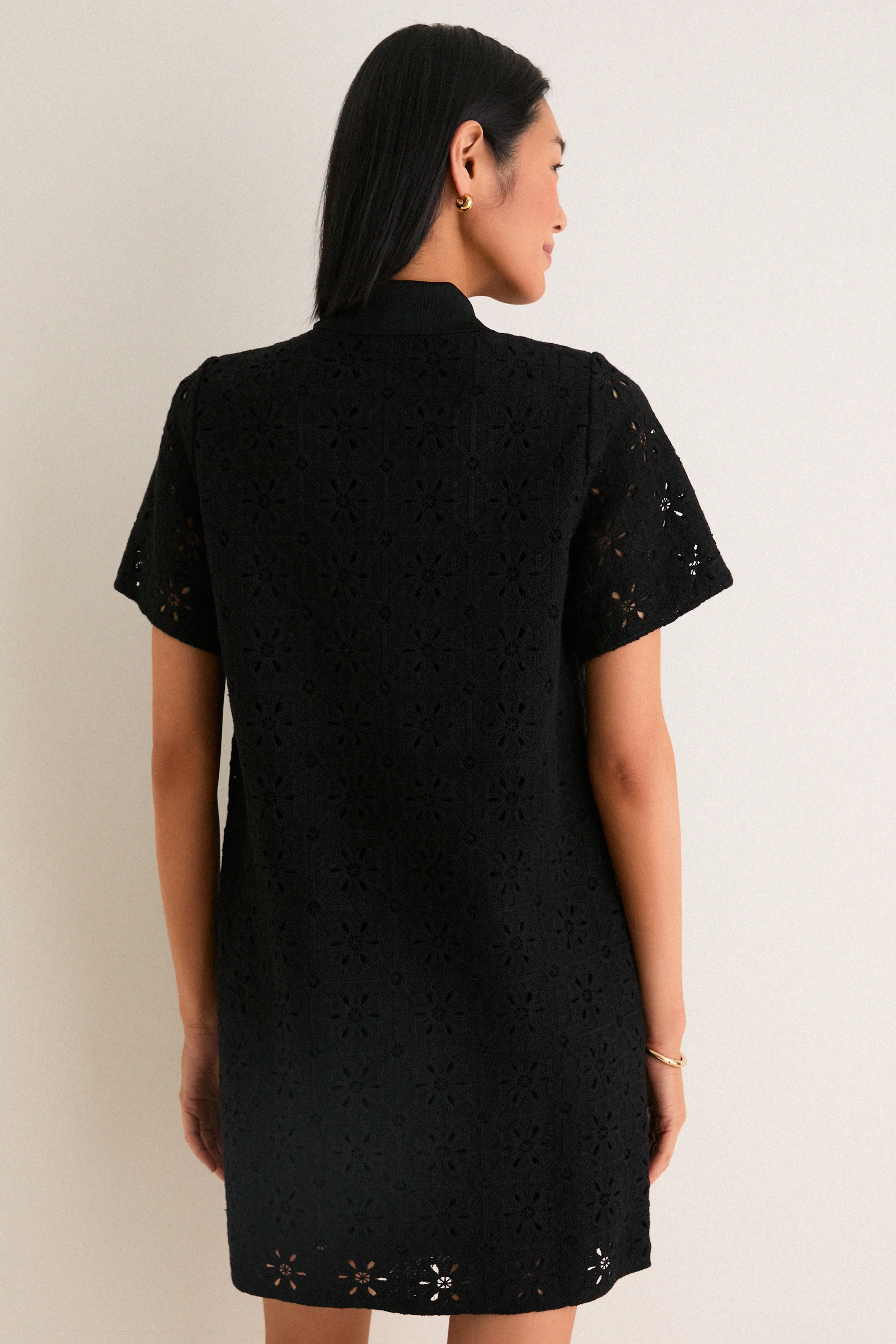 Noir Crochet Tile Jeanine Shift Dress