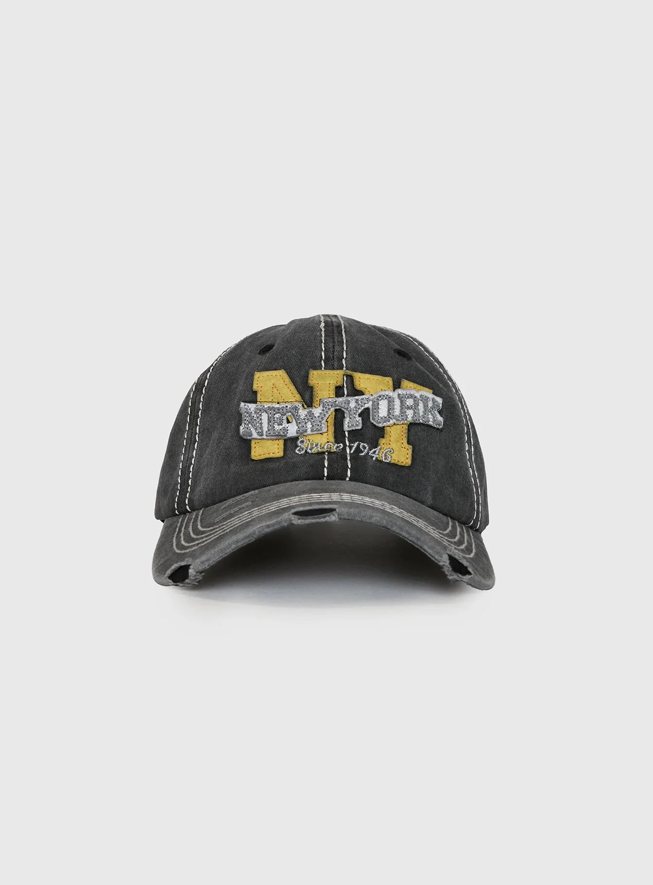 Back To Back Distressed Cap Black