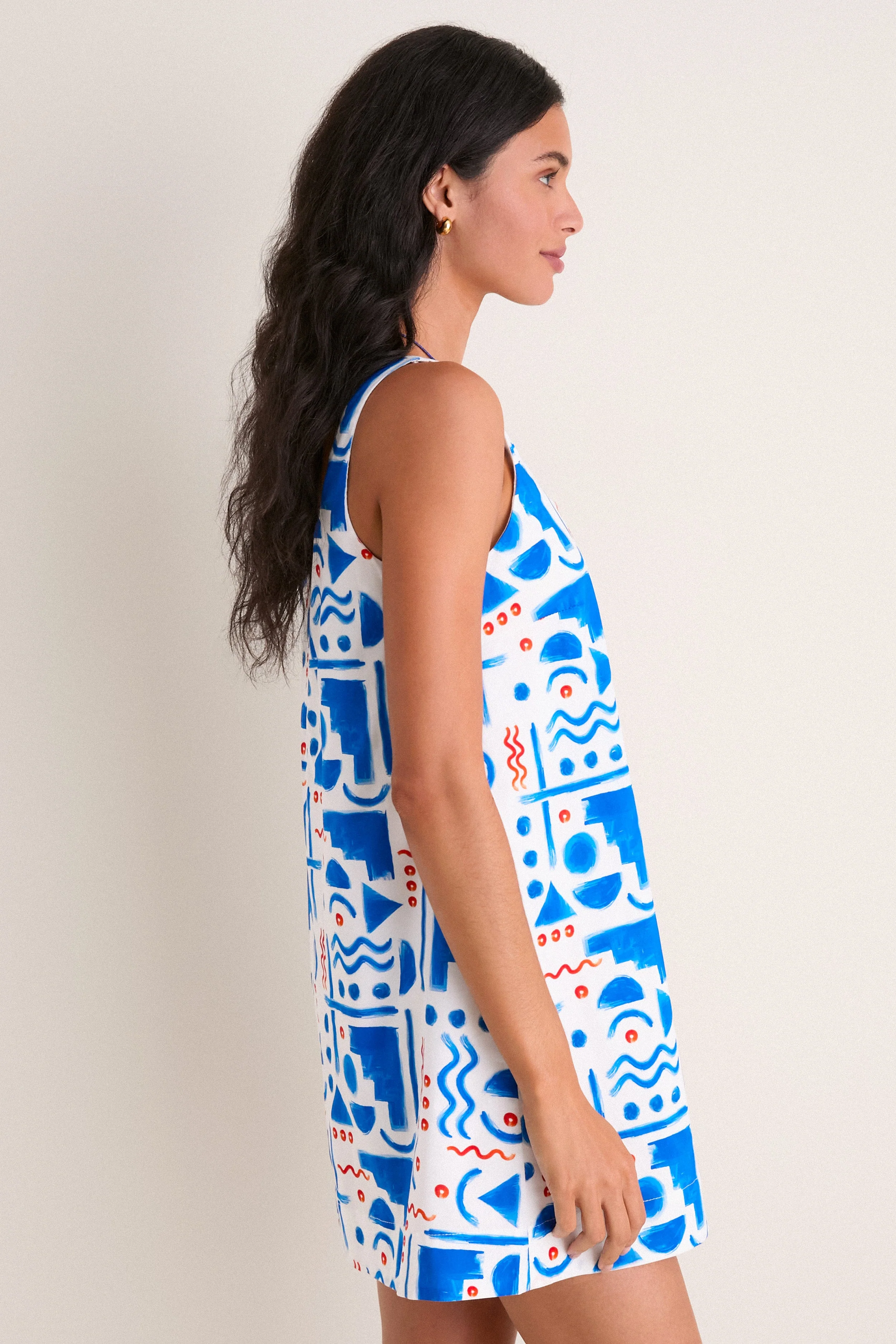 Red & Blue Geo Zella Mini Dress