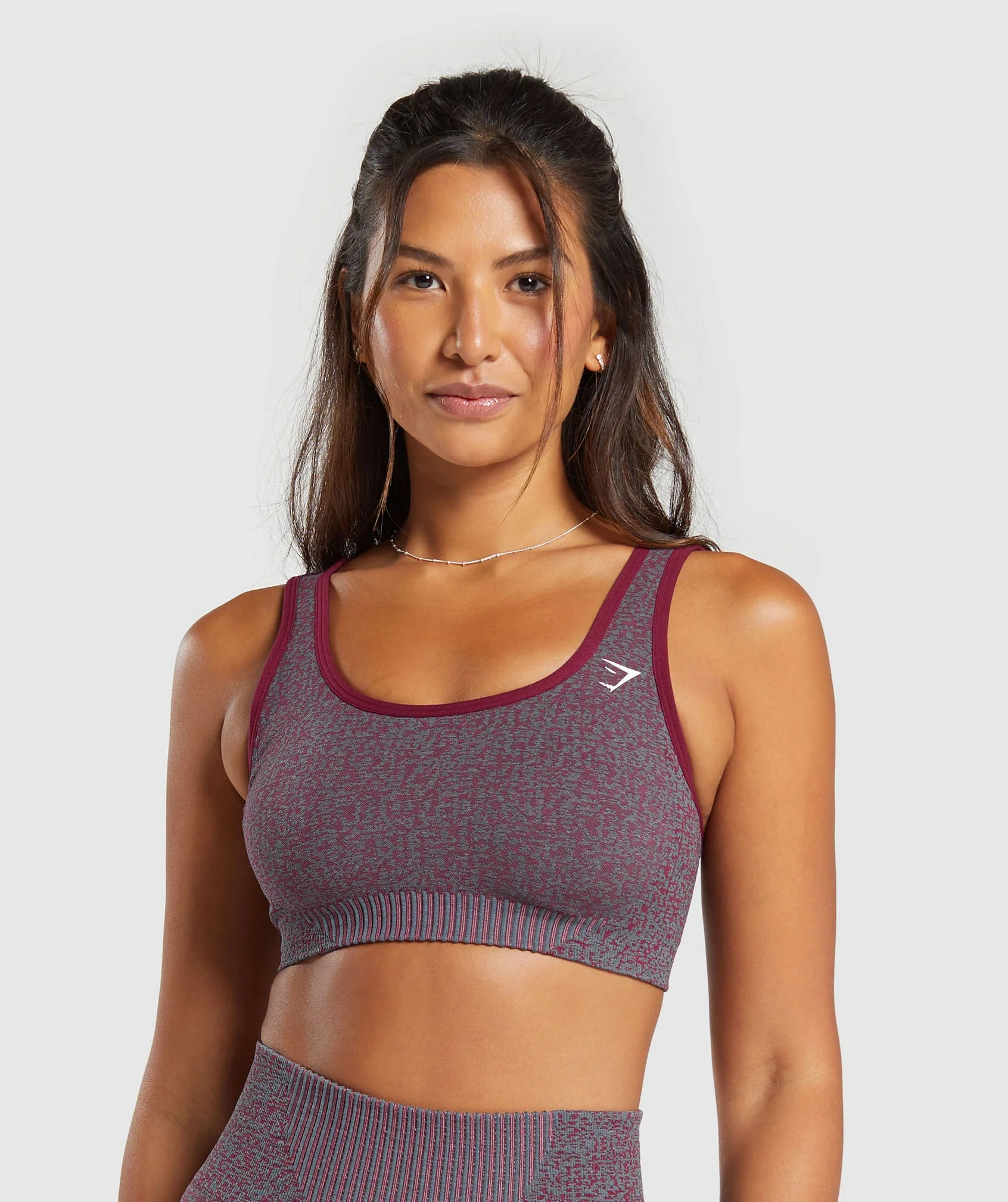 Marl Seamless Scoop Bra Plum Pink Marl/Dark Grey Marl/Plum Pink