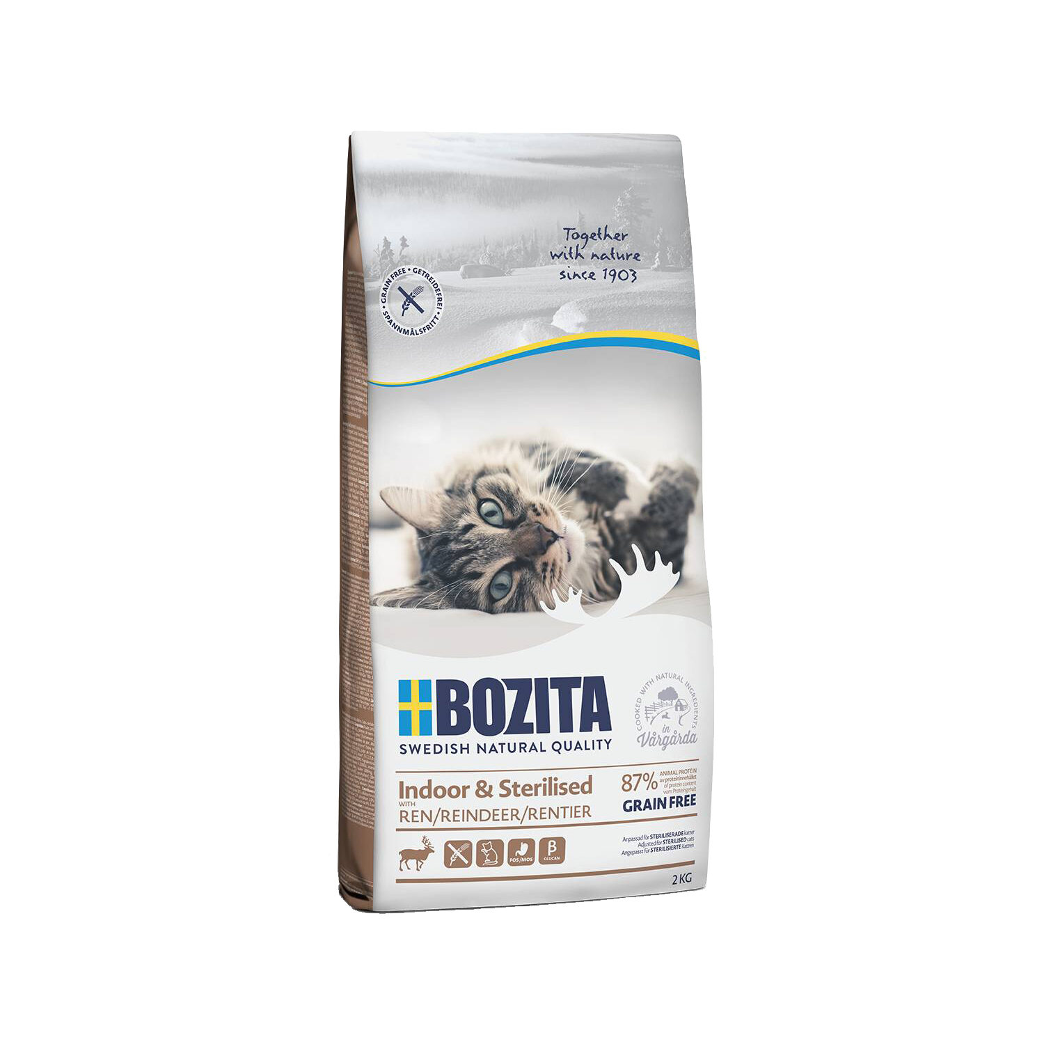 Bozita Indoor & Sterilised Grain Free Cat Food - 2 kg - Reindeer