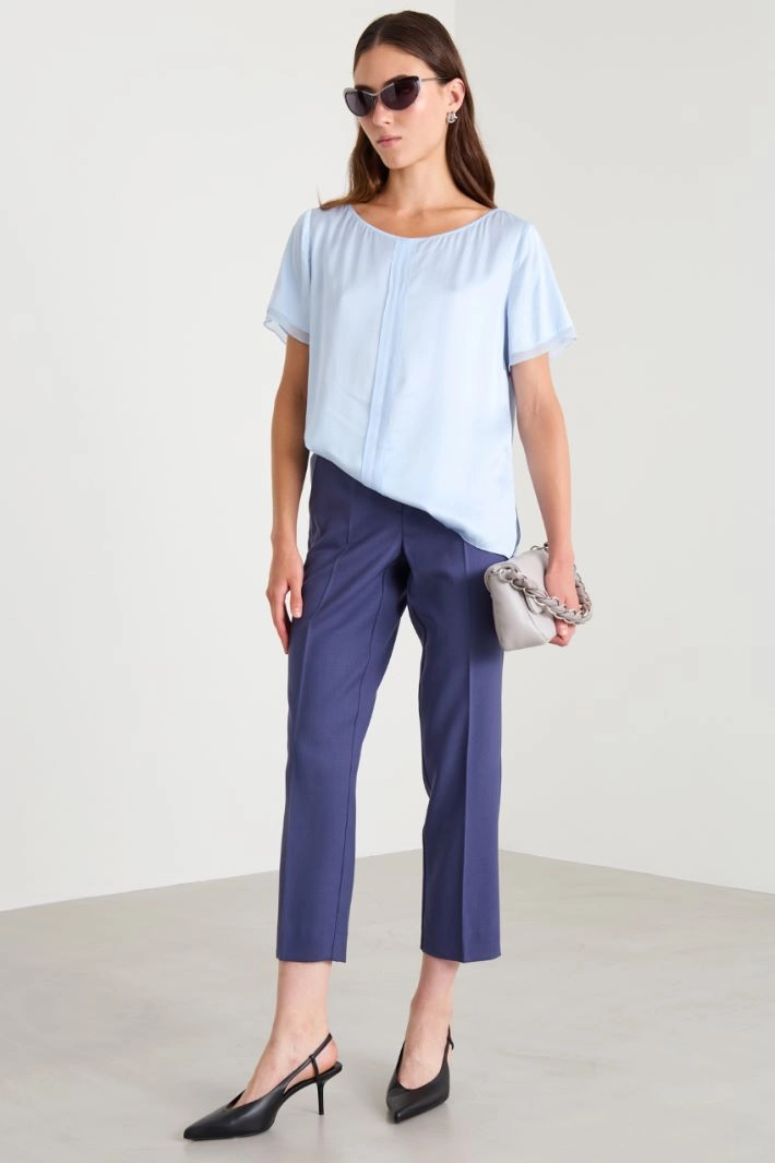 Wool cigarette trousers - BLUE
