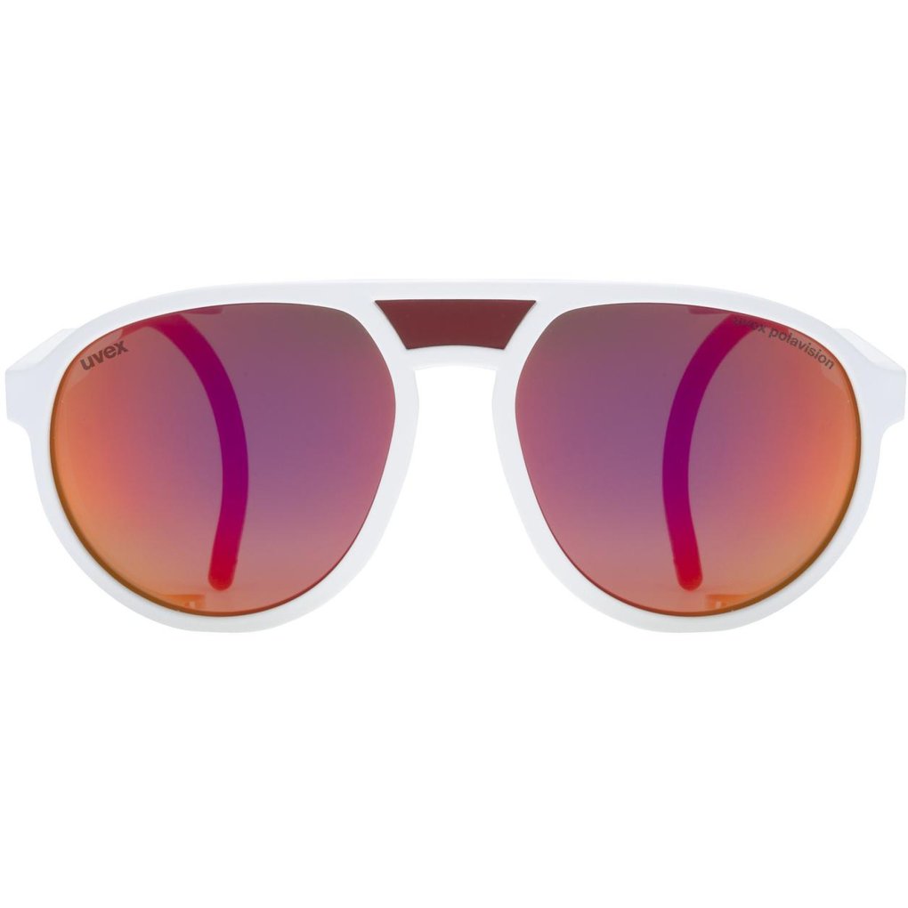 Uvex mtn classic P Glasses - white matt/polavision mirror red