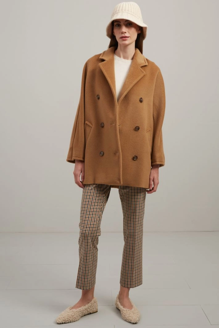 Double-breasted wool coat - CAMEL