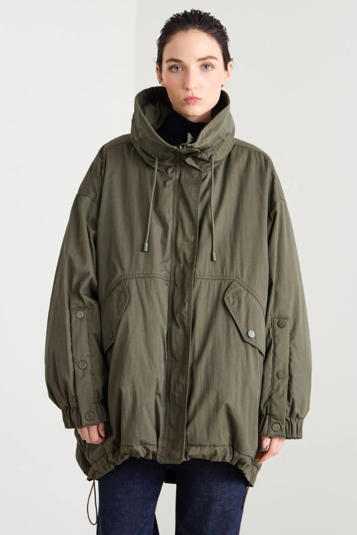 Reversible parka in technical cotton - MILITAR GREEN