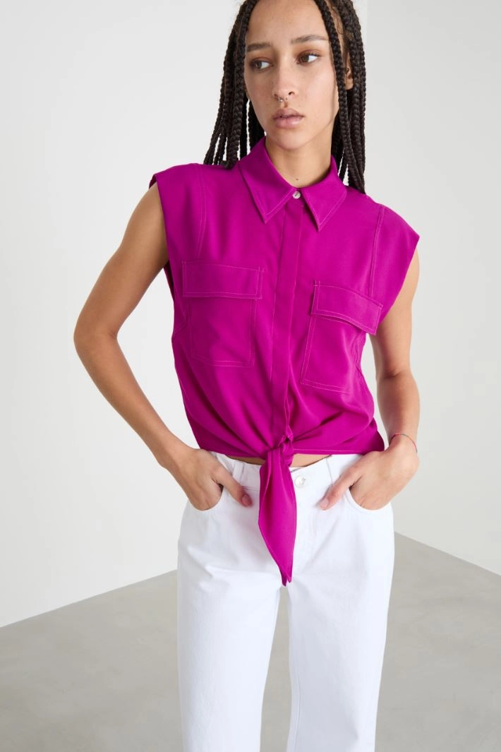 Knot-detail shirt - FUCHSIA