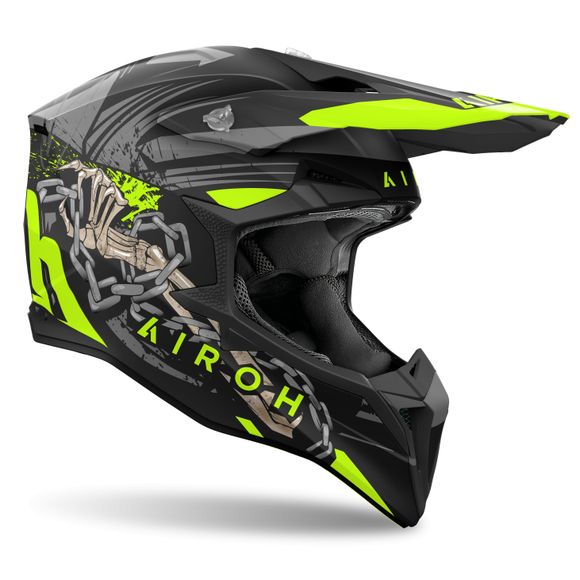 Casque cross Airoh WRAAAP - DARKNESS 2024 - Noir / JauneRef : AR1384
