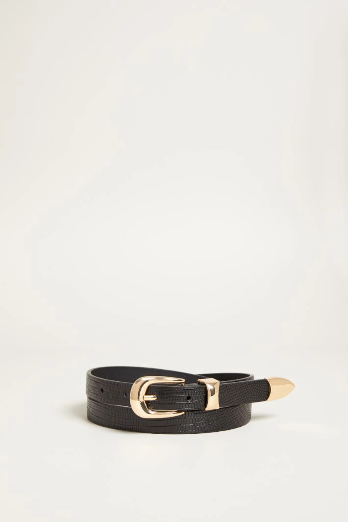 Croc print belt - BLACK