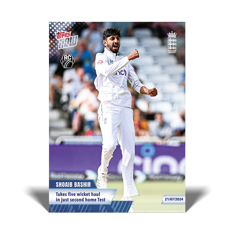 Shoaib Bashir - Takes five wicket haul in just second home Test - 23/24 ECB TOPPS NOW® Card 13 - PR:50