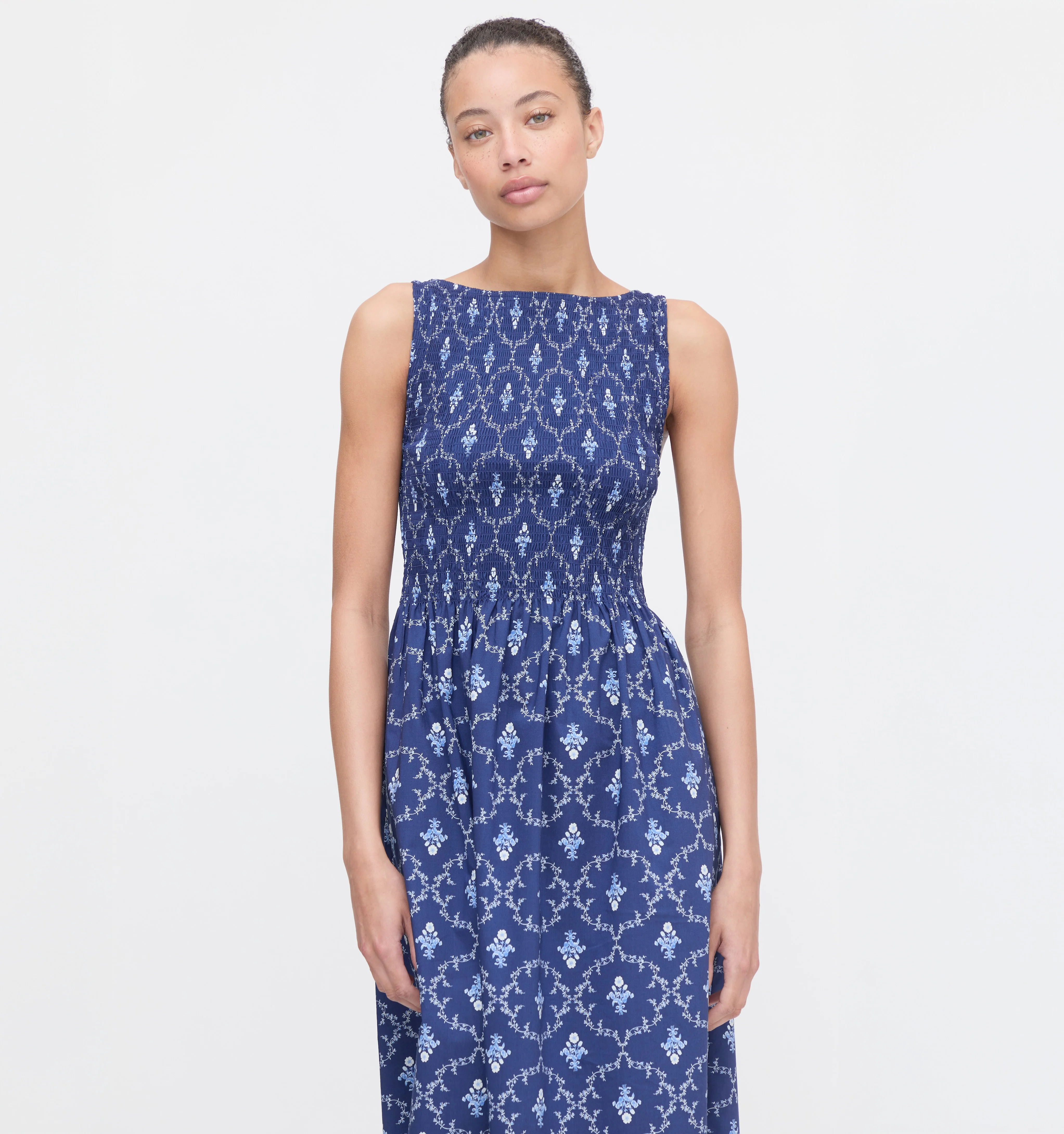 The Cosima Nap Dress - Navy Trellis