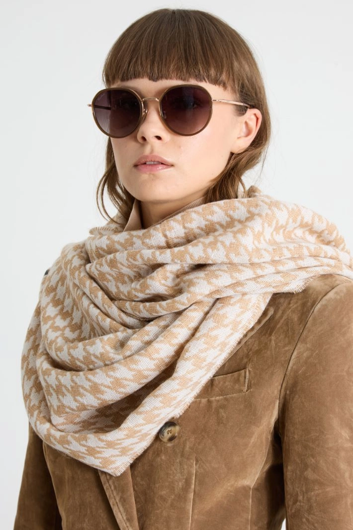 Wool blend stole - CAMEL BEIGE