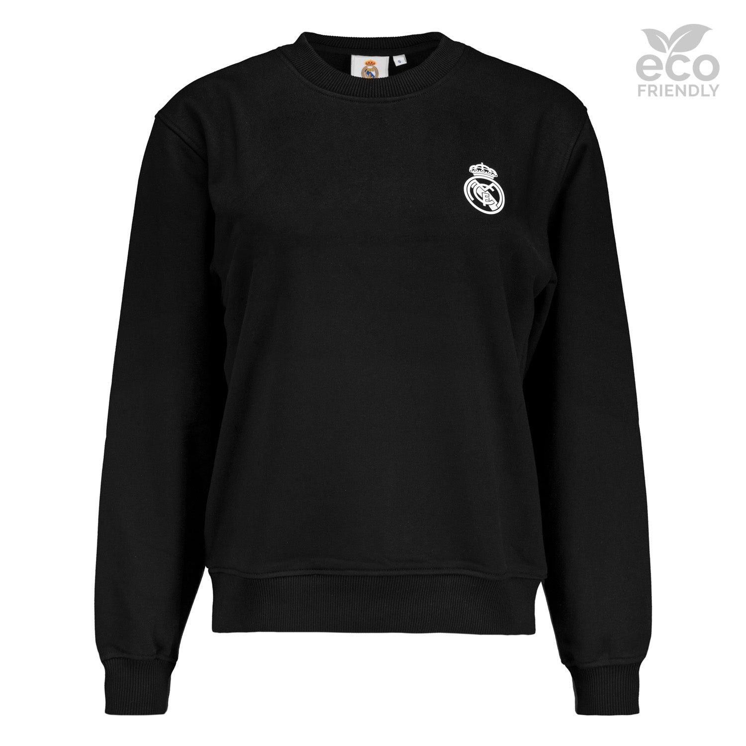 Womens ECO Essentials Real Madrid Black Crew Cropped Sweatshirt