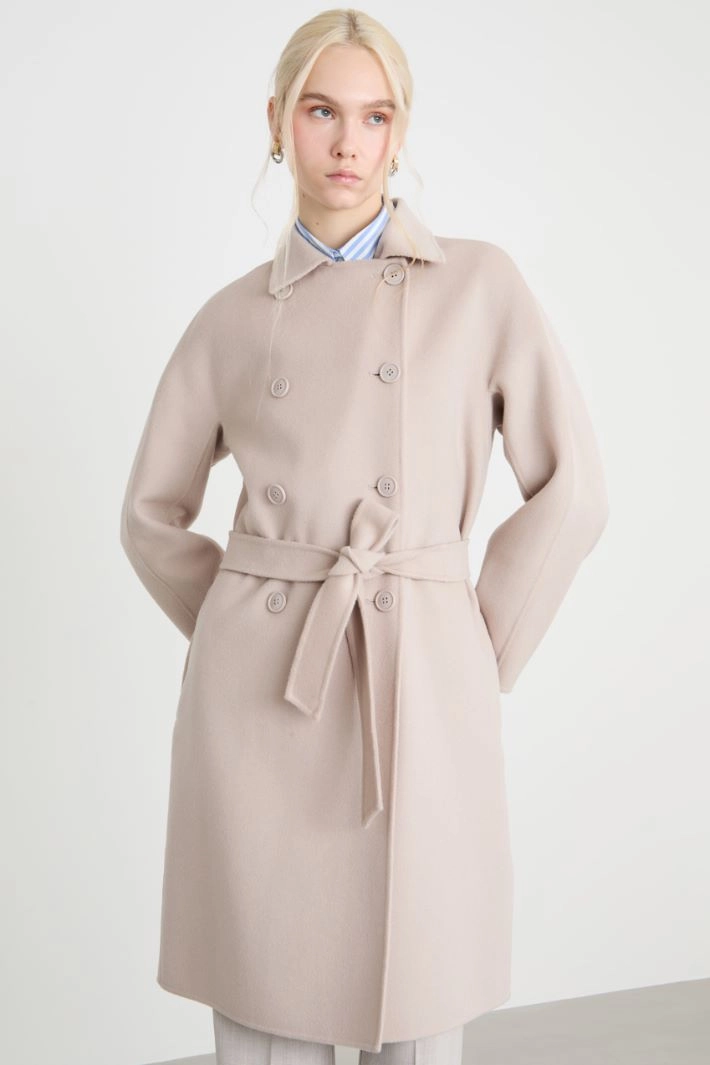 Double-breasted coat - BEIGE