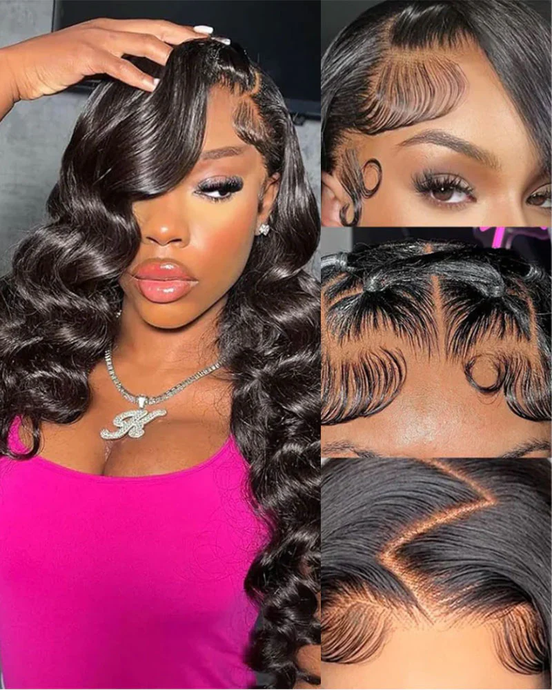 Ophirawig 13x4 Frontal Lace Loose Deep Wave Wig Pre-cut Lace Natural Black Beginner Friendly