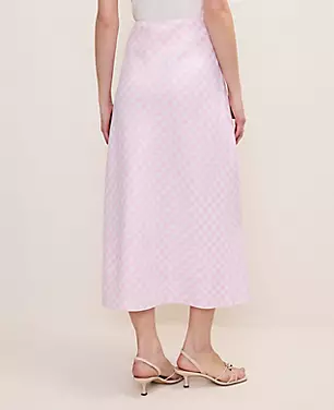 Gingham Linen Blend Midi Slip Skirt