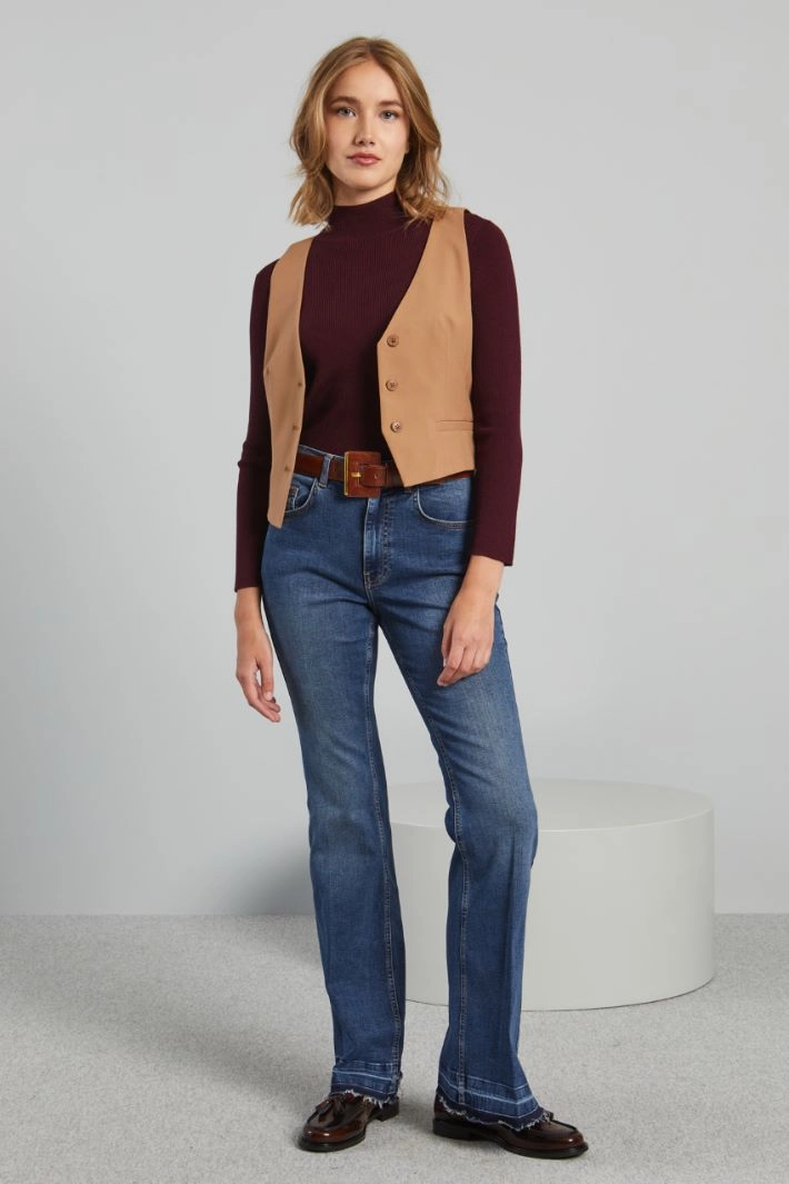 Slim fit canvas gilet - CAMEL