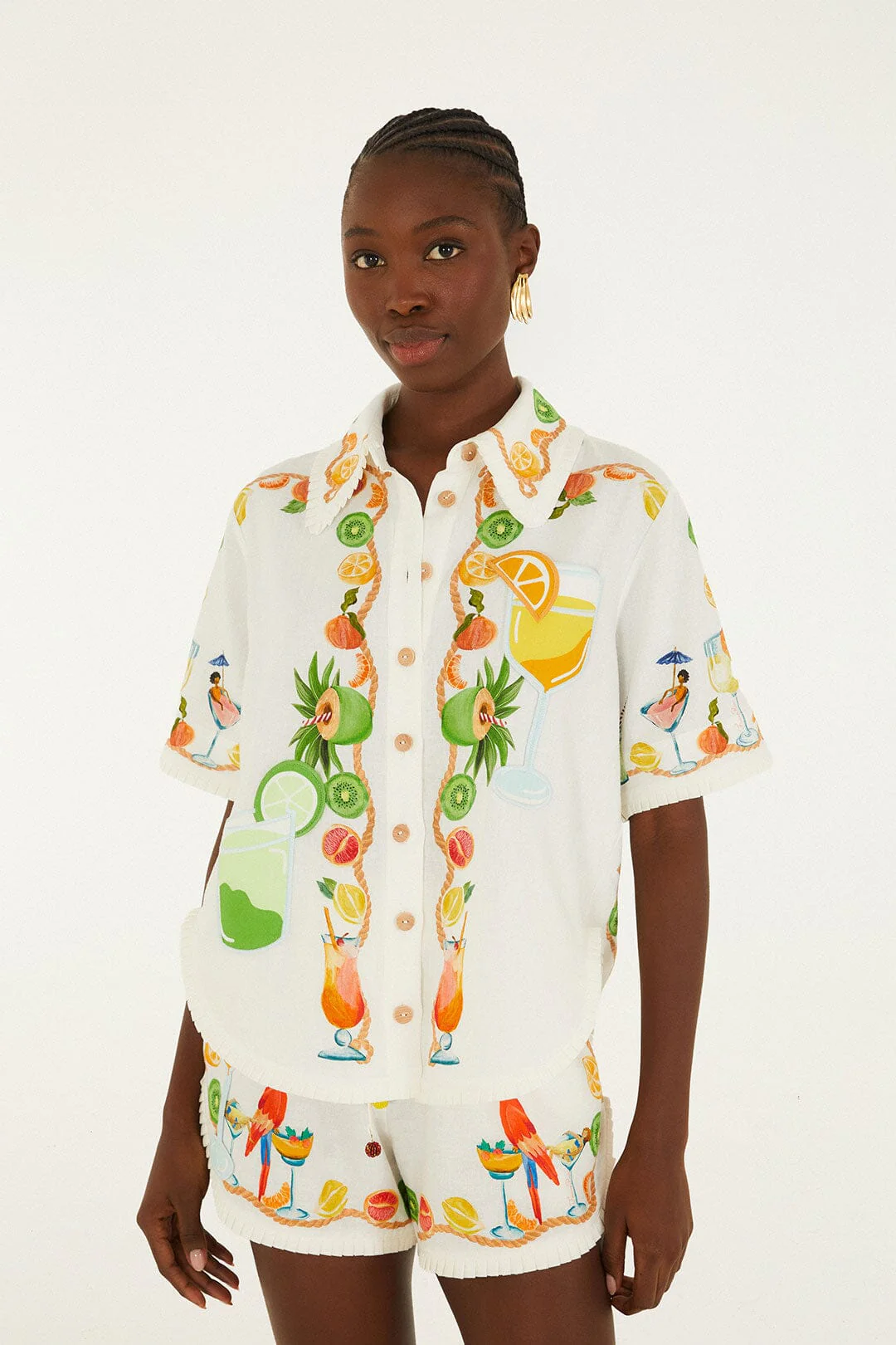 Off-White Biricutico Scarf Embroidered Short Sleeve Shirt
