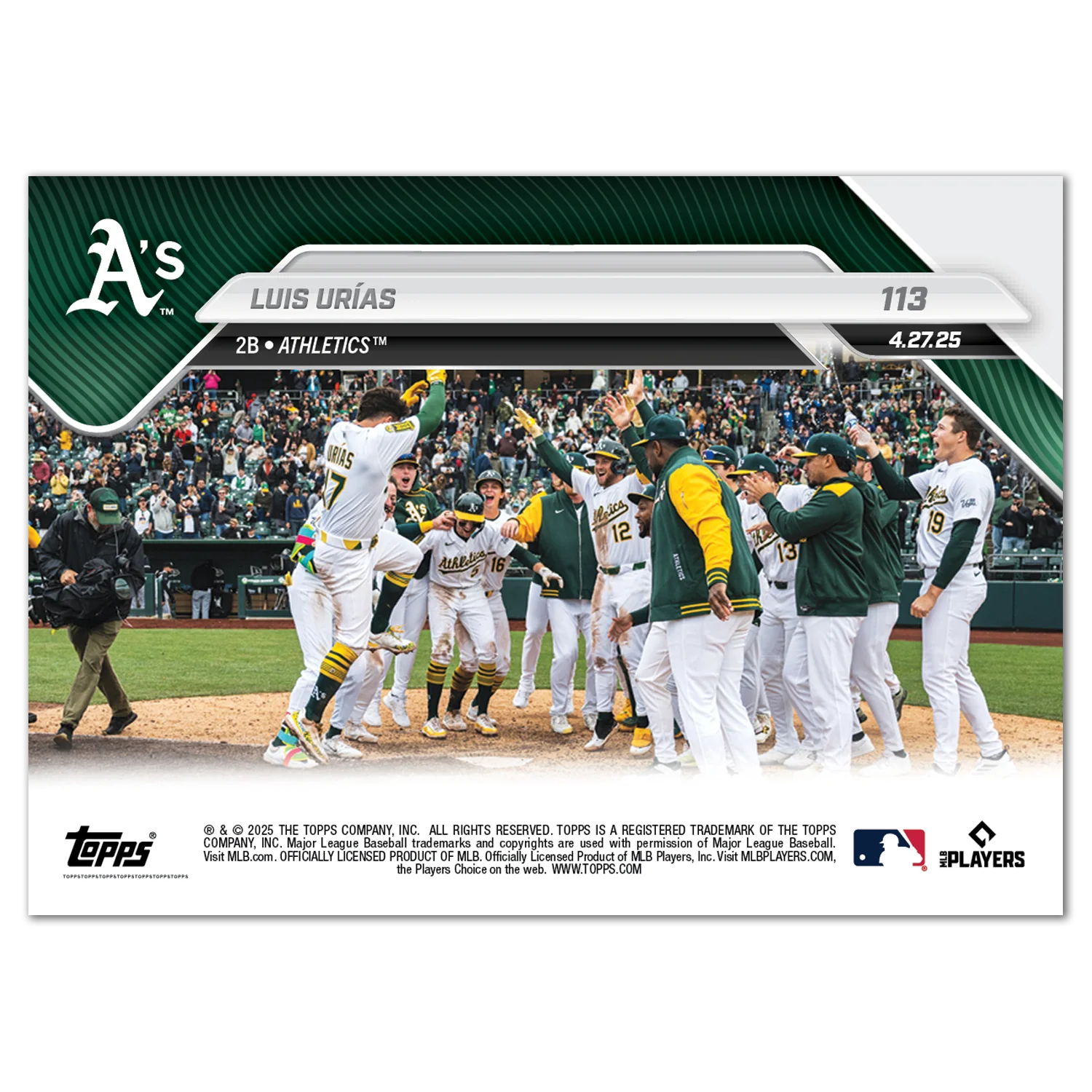 Luis Urías - 2025 MLB Topps NOW® - Card 113