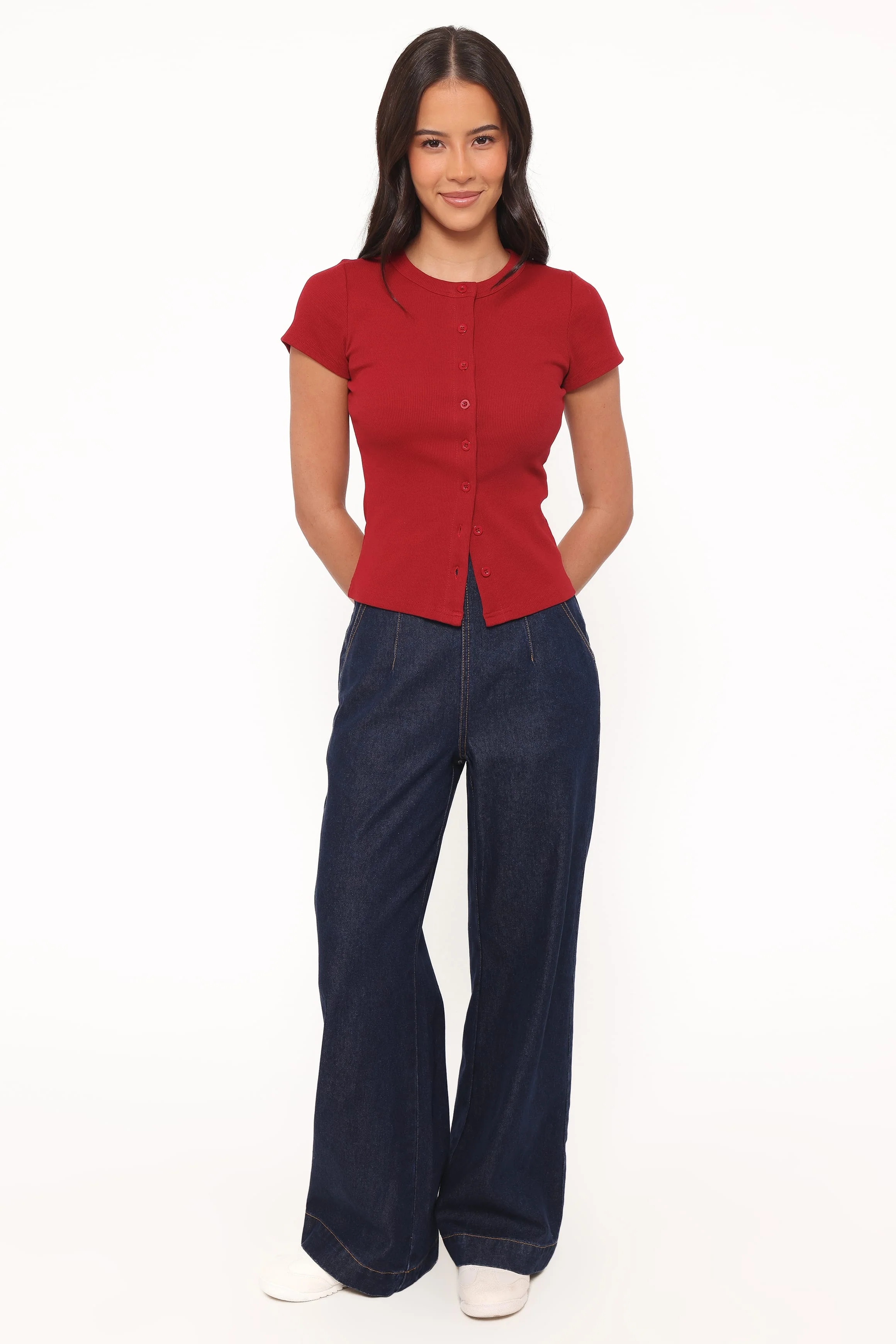 Evandra Straight Leg Denim Trouser Pant - Indigo